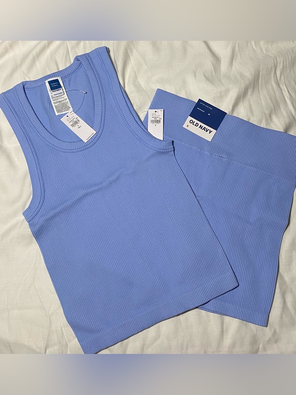 NWT - Old Navy Seamless Ribbed Tank Top & Extra High-Rise Short Set- Periwinkle